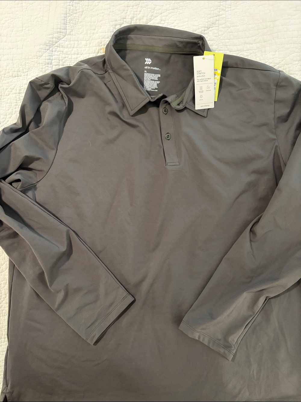 all in motion Men's Long-Sleeve Polo Shirt - Charcoal Gray
